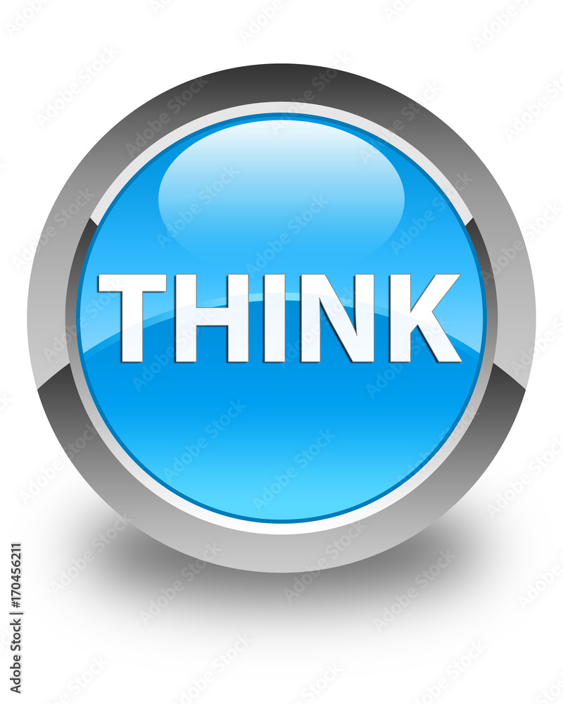 Think glossy cyan blue round button Think glossy cyan blue round button