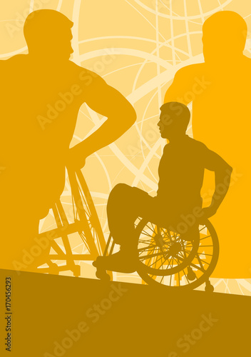 Wheelchair disabled man willpower concept vector