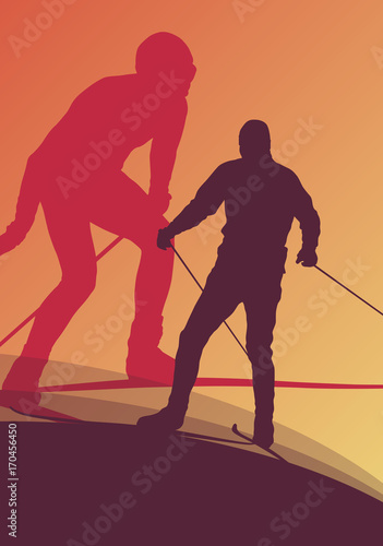 Skiing athlete competition vector abstract background
