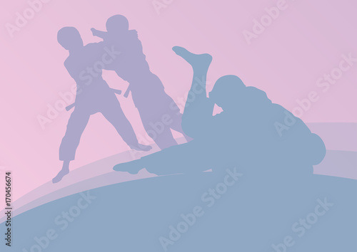Judo kid martial art fight vector abstratc