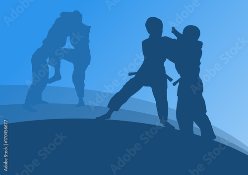 Judo kid martial art fight vector abstratc