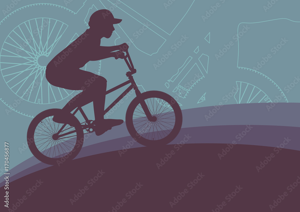 Fototapeta premium Bicycle extreme freestyle rider action vector abstract