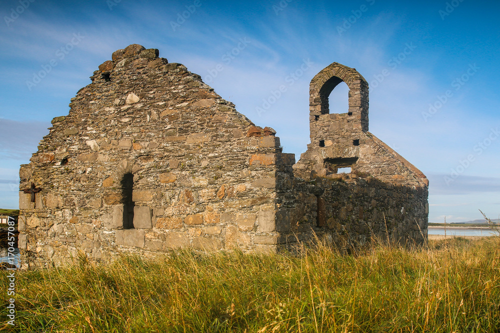 Ruins of St. Michael's church on Fort Island in the Isle of Man
