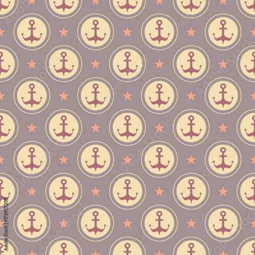 Wallpaper Mural Maritime mood, Seamless nautical pattern with anchors Torontodigital.ca