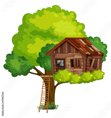 Old treehouse made of wood