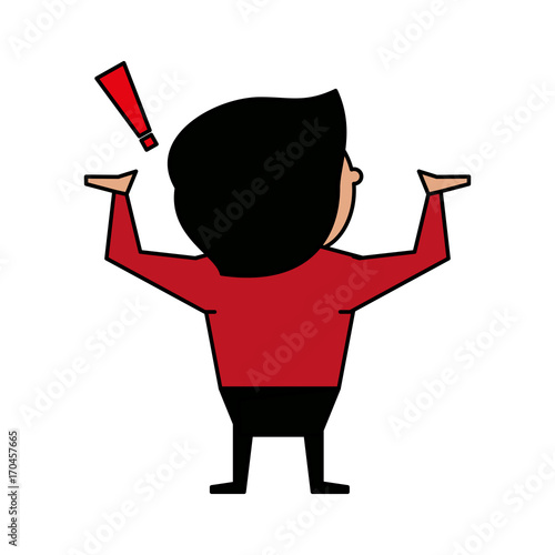 impassioned man exclamation mark  cartoon backside icon image vector illustration design 