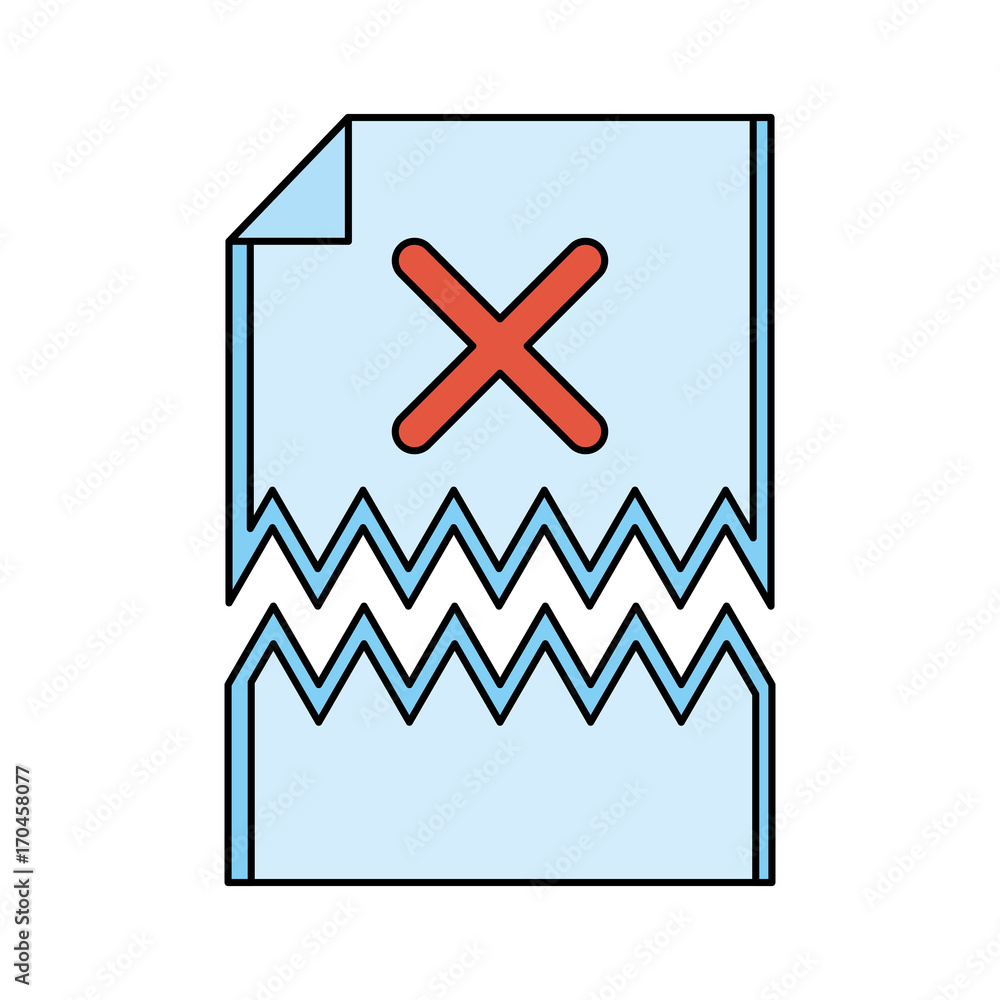 Fototapeta premium x error teared paper icon image vector illustration design