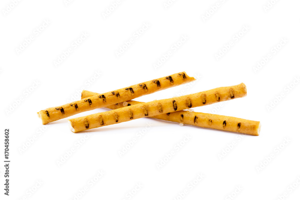 Salty cracker pretzel sticks isolated on white background Salty cracker pretzel sticks isolated on white background
