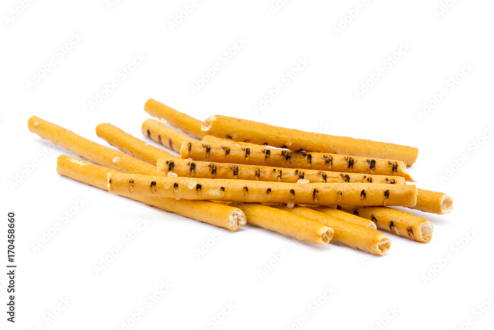 Salty cracker pretzel sticks isolated on white background Salty cracker pretzel sticks isolated on white background