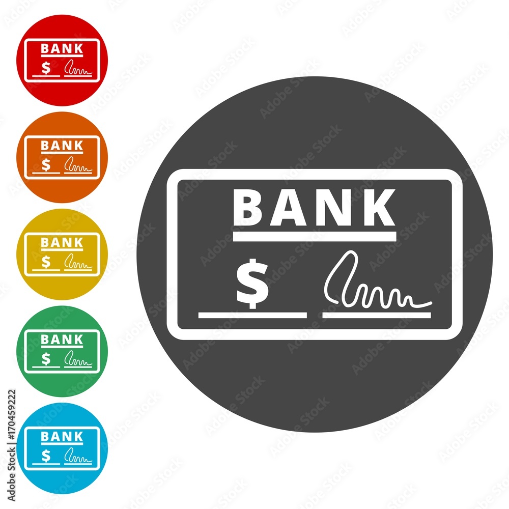 Bank check icons set- Illustration 