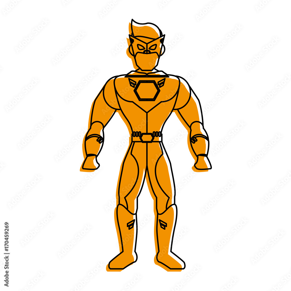 superhero standing avatar icon image vector illustration design  yellow color