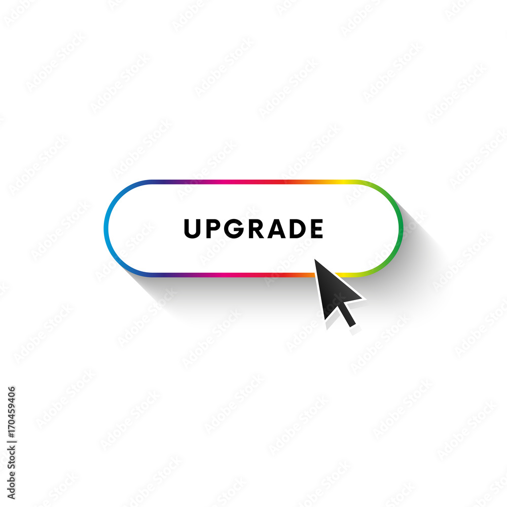 Button with long shadow. Upgrade. Spectrum gradient. Vector illustration. Button with long shadow. Upgrade. Spectrum gradient. Vector illustration.