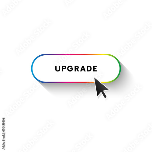 Button with long shadow. Upgrade. Spectrum gradient. Vector illustration.