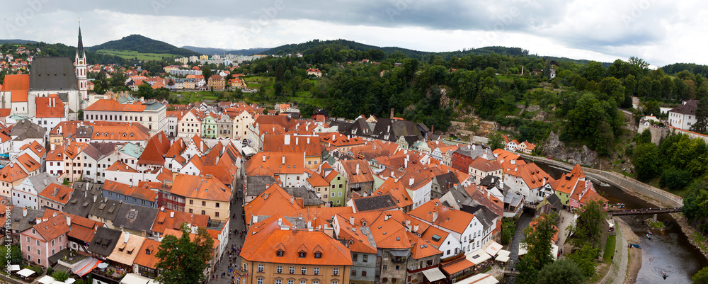 Naklejka premium Cesky Krumlov - View of the small city in the South Bohemian Region of the Czech Republic. Old Ceský Krumlov is a UNESCO World Heritage Site.