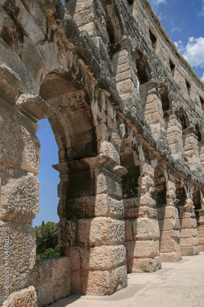 Ancient roman amphitheater in Pula, Croatia
