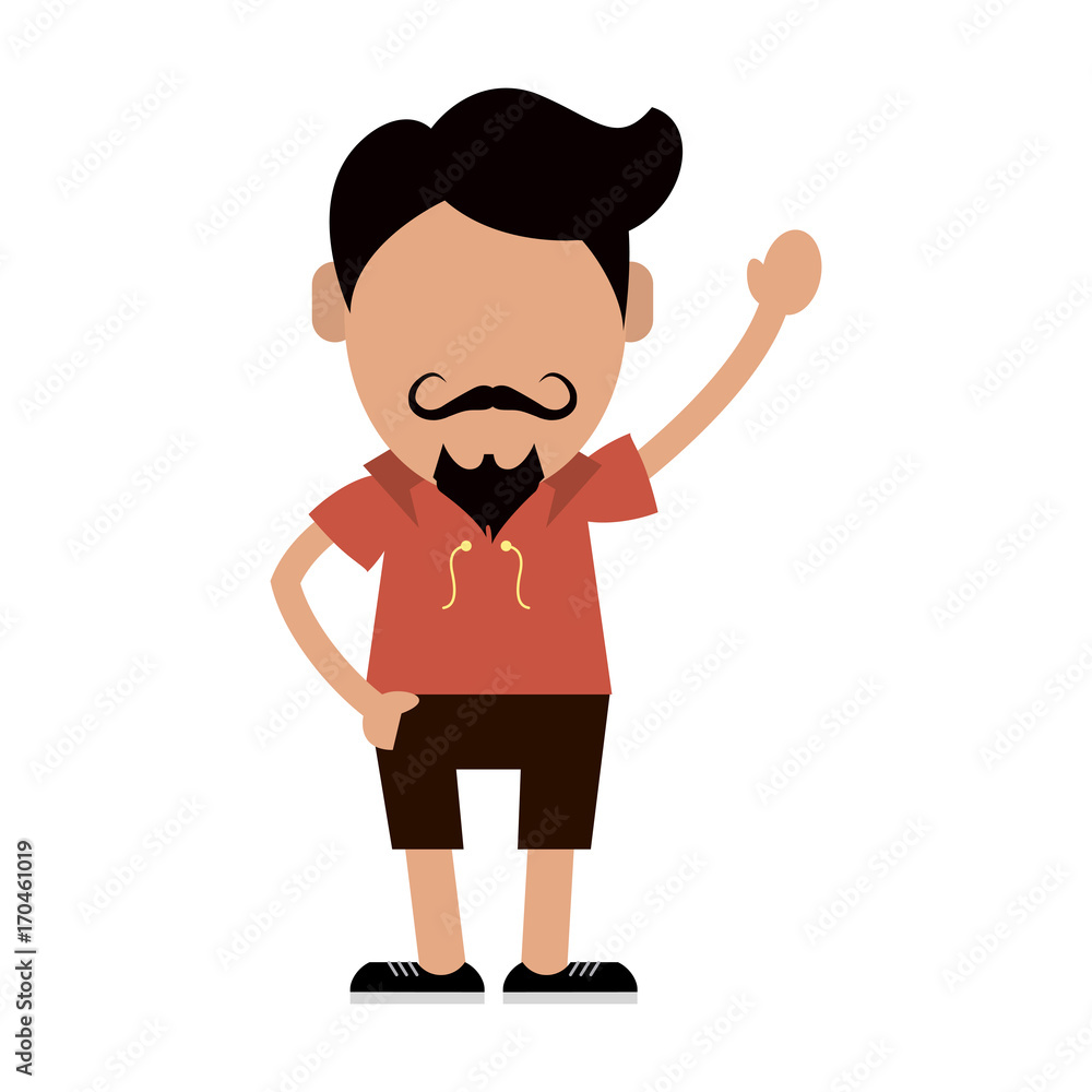 hipster man wearing shorts lifting arm avatar icon image vector illustration design 