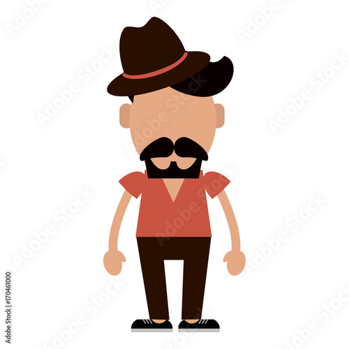 hipster man wearing hat avatar icon image vector illustration design 