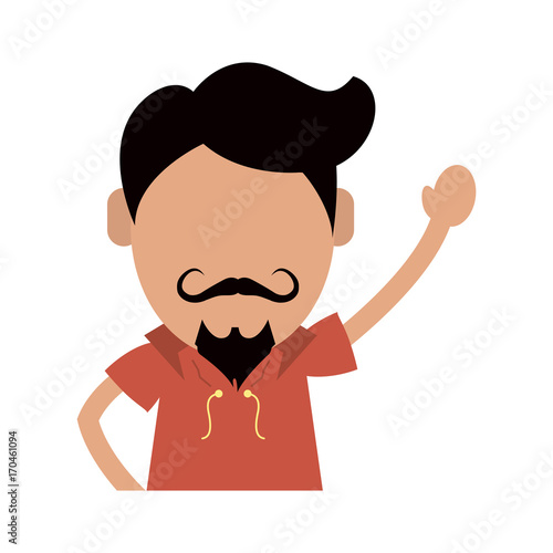 hipster man with arm up avatar icon image vector illustration design 