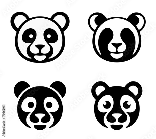 Fototapeta Naklejka Na Ścianę i Meble -  Panda head set on a white background