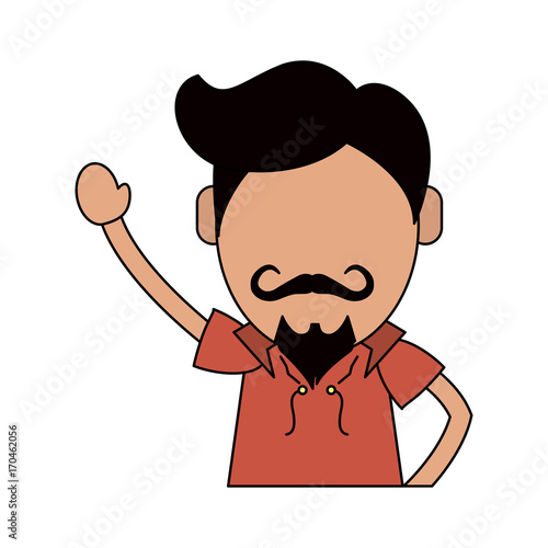 hipster man with arm up avatar icon image vector illustration design 