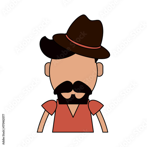hipster man wearing hat avatar icon image vector illustration design 