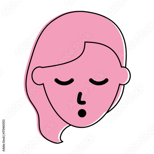woman sleeping face sleep related icon image vector illustration design pink color