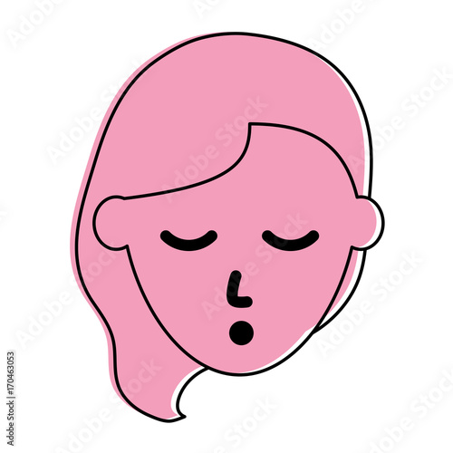woman sleeping face sleep related icon image vector illustration design  pink color