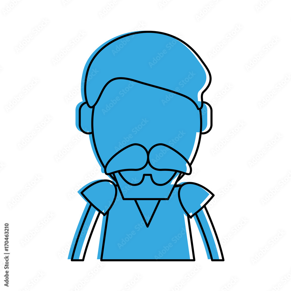 man with mustache avatar icon image vector illustration design  blue color