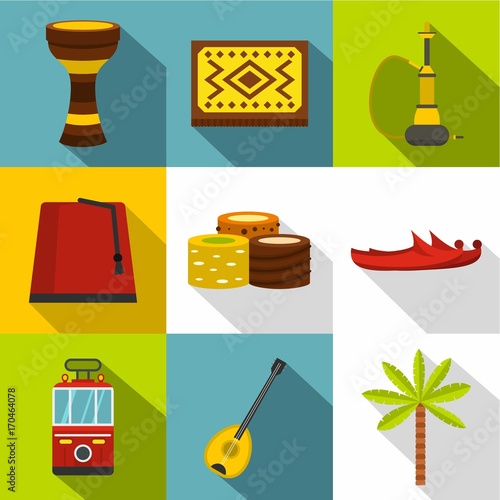 Turkey icon set, flat style