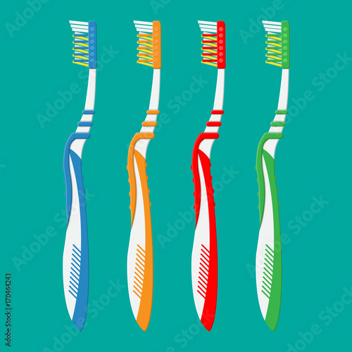 Toothbrush in different colors. Tooth brush icon