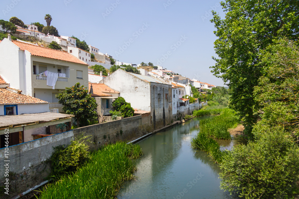 River and houses in Aljezur village