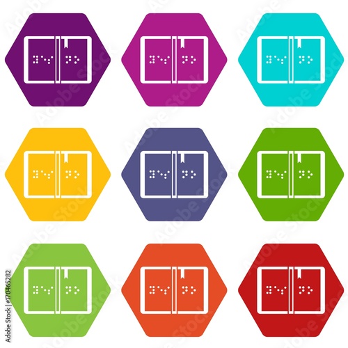 Braille icon set color hexahedron