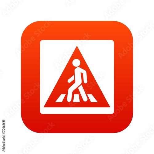 Pedestrian road sign icon digital red