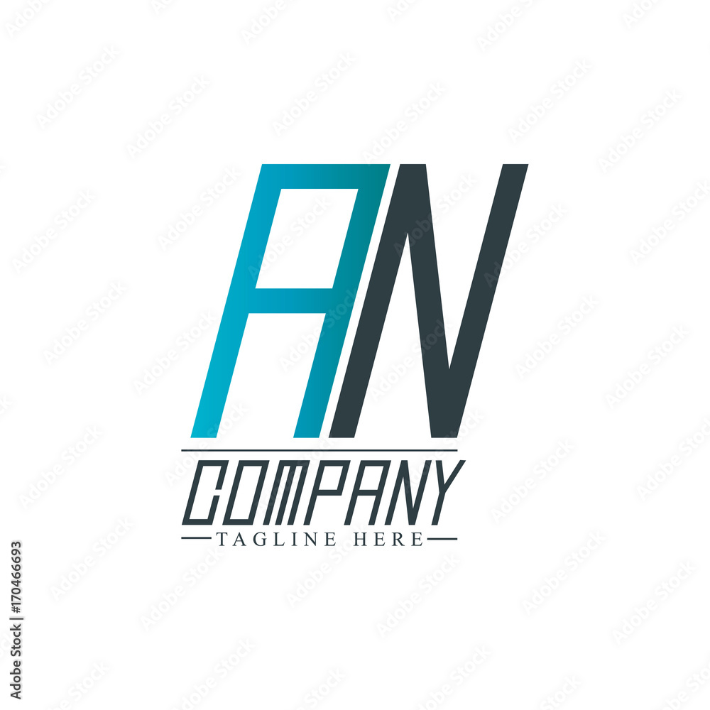 Initial Letter AN Rounded Design Logo Initial Letter AN Rounded Design Logo