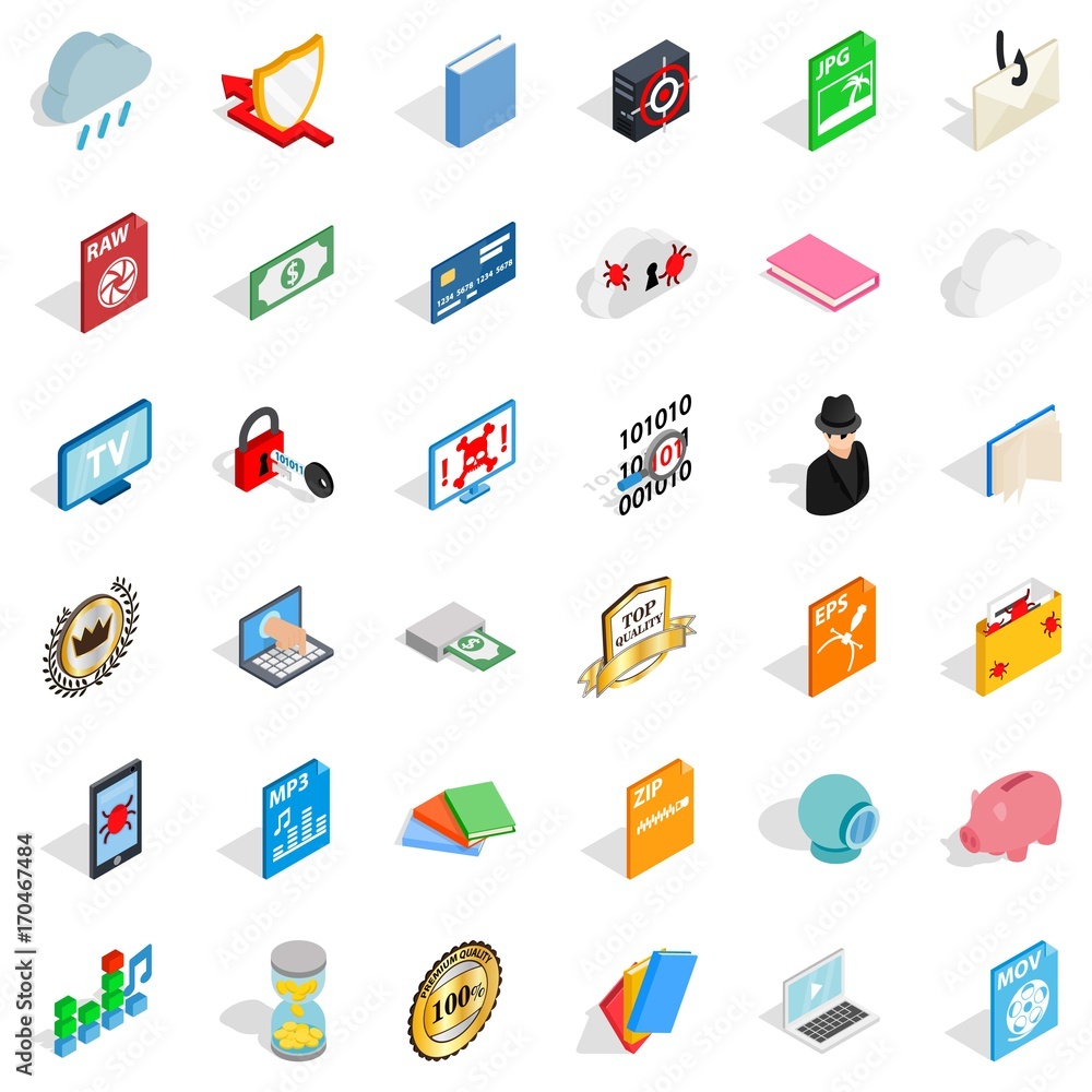 Document icons set, isometric style Document icons set, isometric style