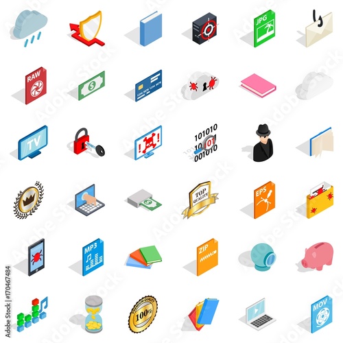 Document icons set, isometric style