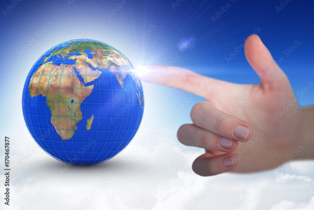 Composite image of cropped hand of woman pointing Composite image of cropped hand of woman pointing