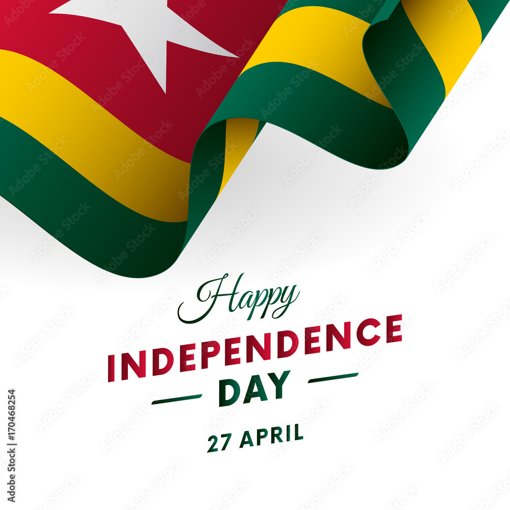 Banner or poster of Togo independence day celebration. Waving flag. Vector illustration. Banner or poster of Togo independence day celebration. Waving flag. Vector illustration.