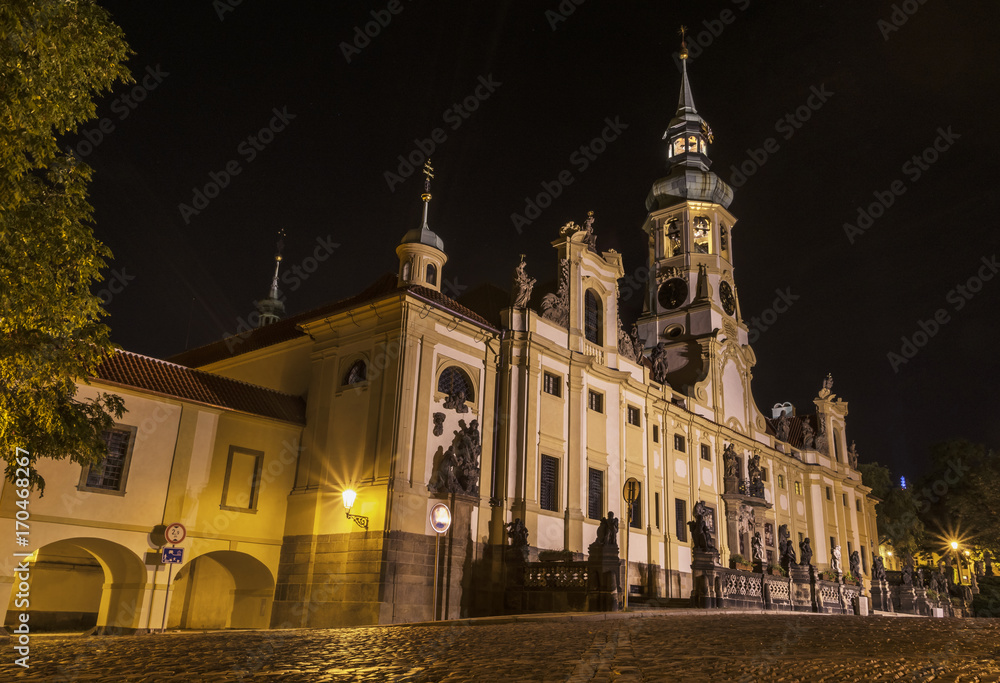 Loreta church in Prague at night