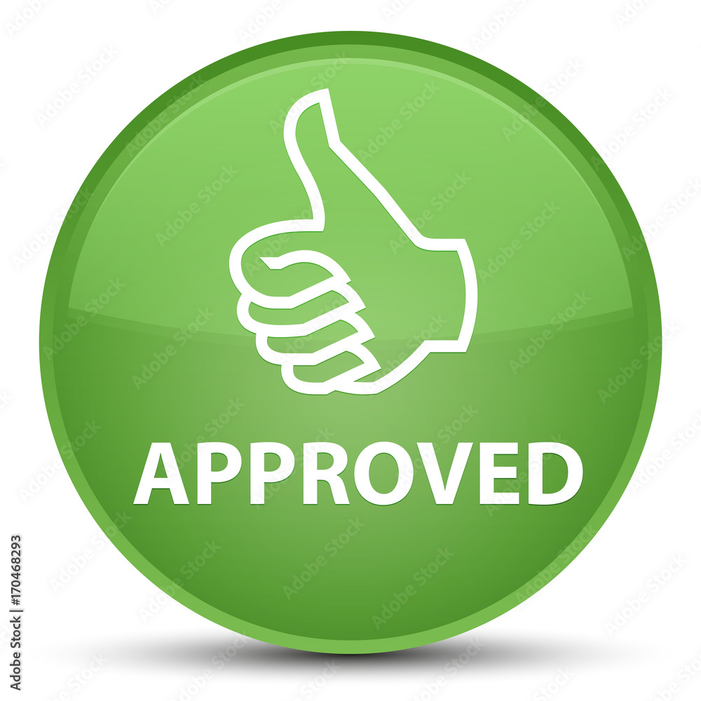 Approved (thumbs up icon) special soft green round button Approved (thumbs up icon) special soft green round button