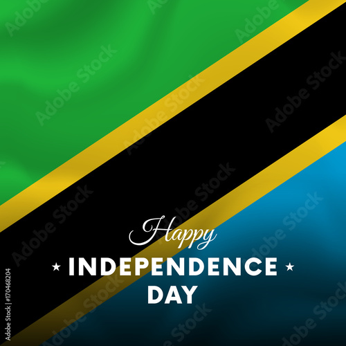 Banner or poster of Tanzania independence day celebration. Waving flag. Vector illustration.