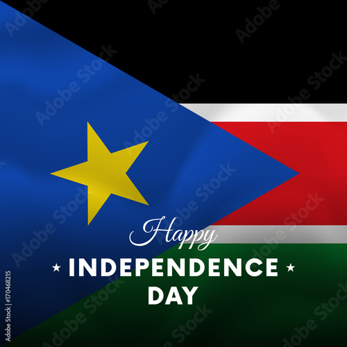 Banner or poster of South Sudan independence day celebration. Waving flag. Vector illustration.