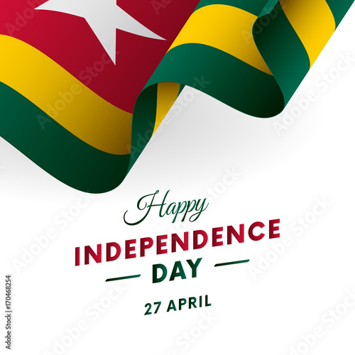 Banner or poster of Togo independence day celebration. Waving flag. Vector illustration.