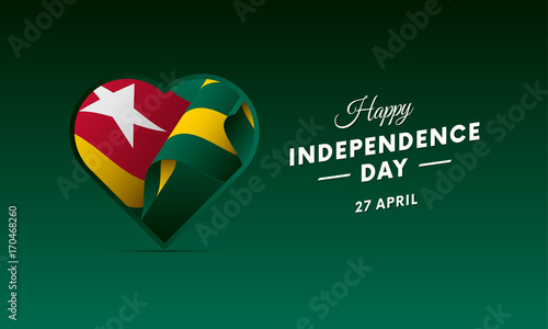 Banner or poster of Togo independence day celebration. Waving flag. Vector illustration.