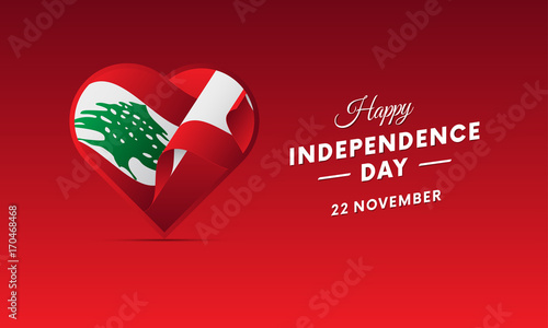 Banner or poster of Lebanon independence day celebration. Waving flag. Vector illustration.
