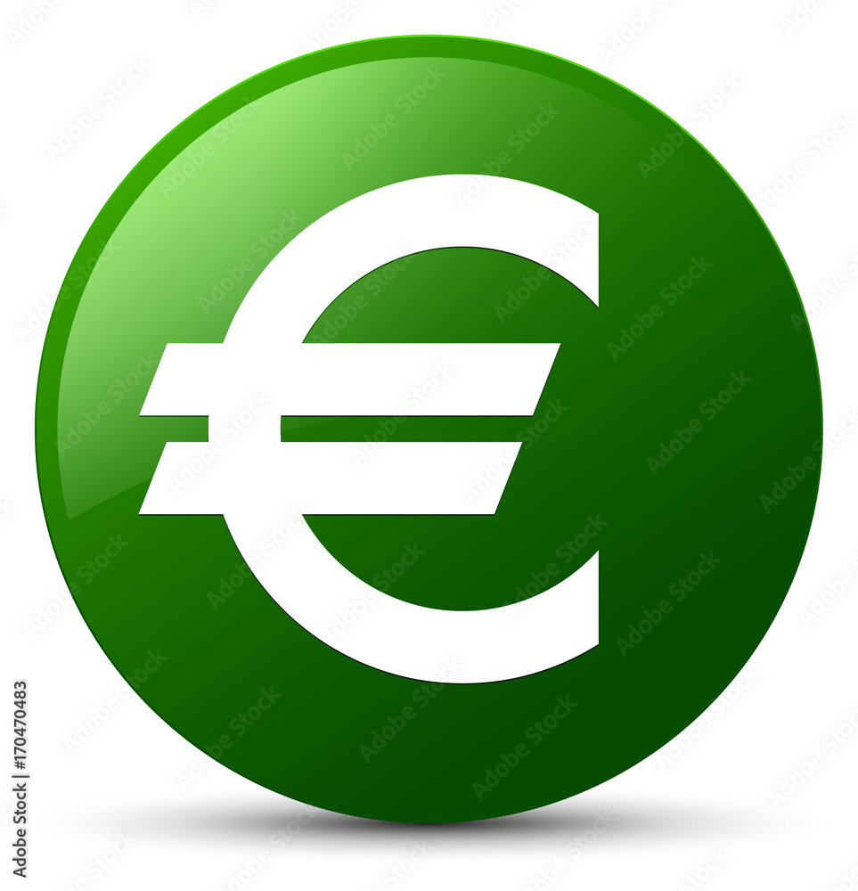 Euro sign icon green round button Euro sign icon green round button