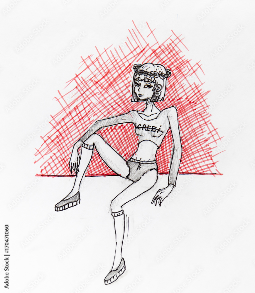 Manga style illustration, sketch Manga style illustration, sketch