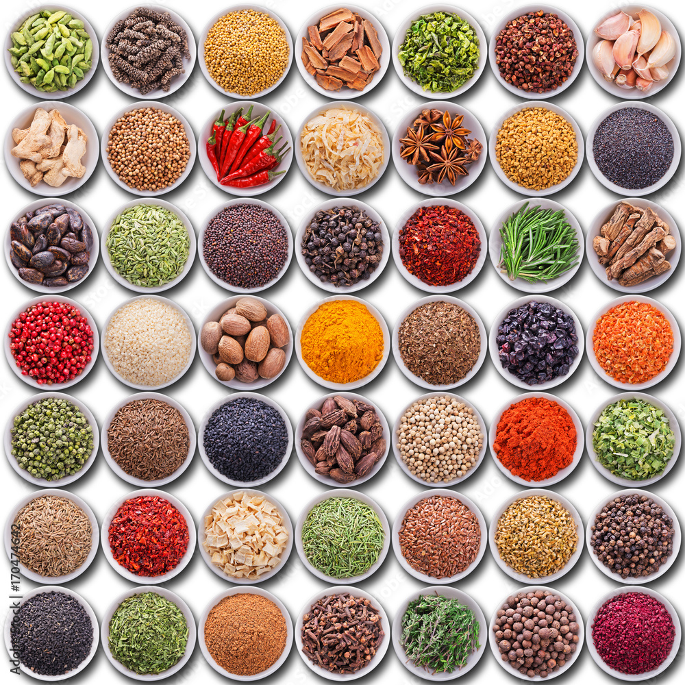 Large collection of different spices and herbs Large collection of different spices and herbs