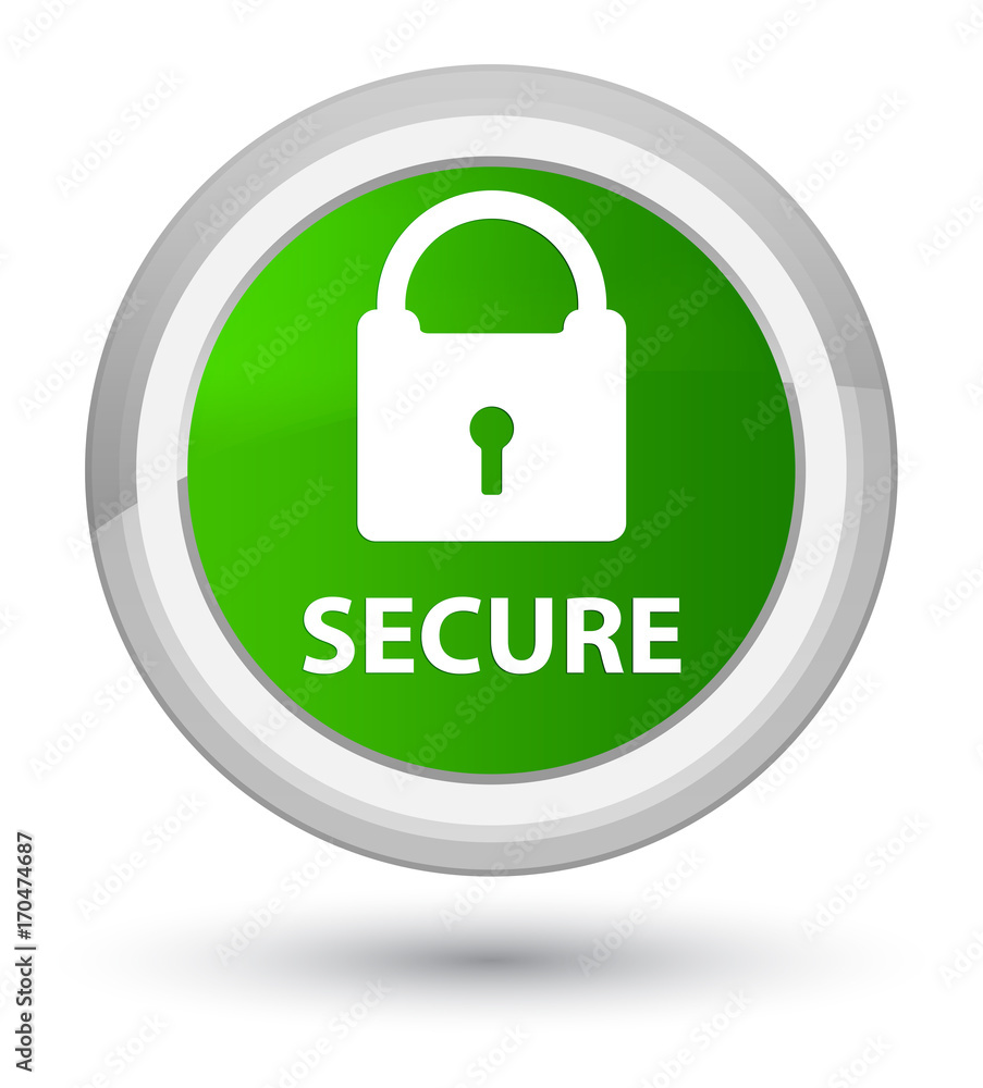 Secure (padlock icon) prime green round button Secure (padlock icon) prime green round button