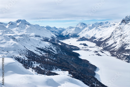 Wallpaper Mural Winter snowy mountains landscape view near St. Moritz ski resort in Switzerland. Torontodigital.ca